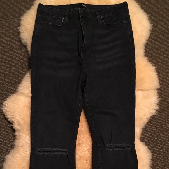 High waisted skinny jeans with knee cutouts - Picture 1 of 3